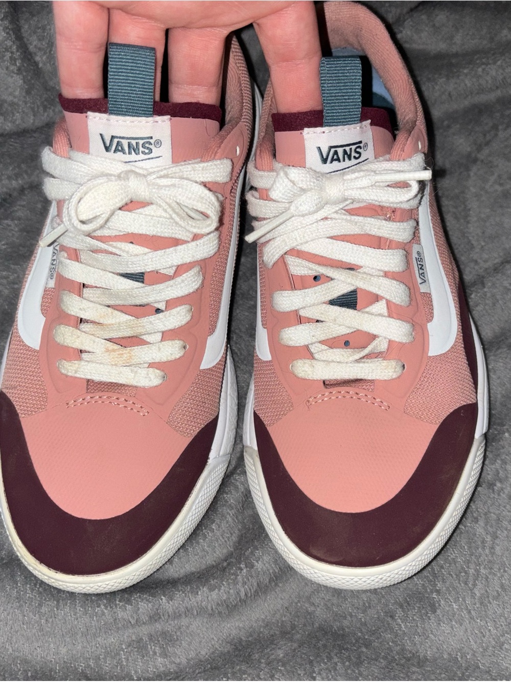 Vans Women's Pink and Burgundy Low-Top Sneakers